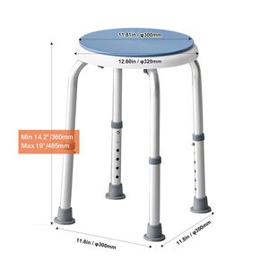 Sedia da Doccia Leggera Girevole a 360 Gradi, Altezza Regolabile, Sedile Antiscivolo per Vasca da Bagno, Sgabello per Doccia - Product Image 2