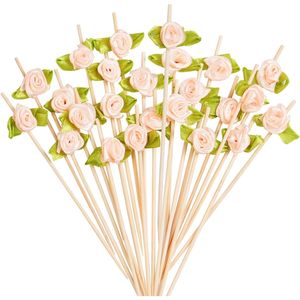 100 Stuzzicadenti Decorativi a Forma di Rosa, Lunghi Stuzzicadenti a Fiore per Antipasti, Bastoncini di Bambù per Feste e Matrimoni - Product Image 1