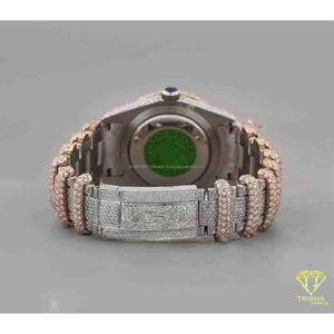 Montre pour homme de haute qualité, design bicolore, sertie de diamants VVS cultivés en laboratoire, en argent sterling 925 - Product Image 4