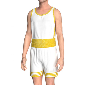 Nouvel arrivage : Ensemble de boxe (débardeur et short) – Uniforme de boxe blanc avec bordure jaune – 100 % polyester – Unisexe – Uniforme de kick-boxing - Product Image 6