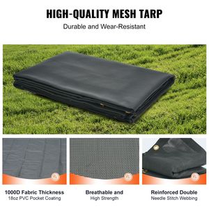Telo in rete per camion ribaltabile 8 x 18 piedi, resistente, nero, rivestito in PVC, con occhielli in ottone a doppia tasca da 5,5 pollici e 18 once, accessorio per il controllo del carico - Product Image 5