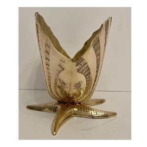 Aluminum Handmade Gold Nautical Seashell Starfish Base Vase Table Centerpiece Living Room Dining Display Home Wedding Festive - Product Image 2