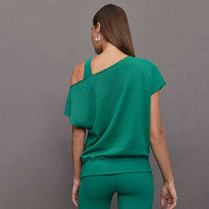 Sudadera de Manga Corta Holgada con Hombros Descubiertos y Logotipo Personalizado, Sudadera Deportiva de Invierno para Mujer, Sudadera Oversize de Manga Corta para Fitness - Product Image 5