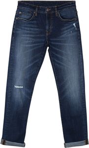 Jean en denim brut coupe droite style vintage japonais spécial Mattella 21oz avec liseré rouge coupe motard coupe-vent pour homme - Product Image 6