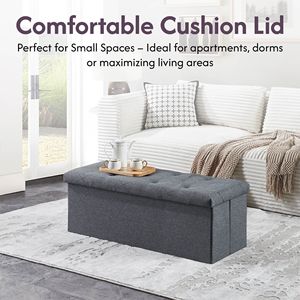 Banco Otomano Plegable de 43 Pulgadas con Almacenamiento para Sala de Estar y Dormitorio, Reposapiés y Banco de Pie de Cama con Baúl de Almacenamiento - Product Image 4