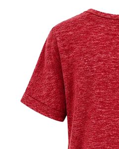 Custom <b>Red</b> V Neck Womens Casual T Shirt Short Sleeve Cotton Blend Soft Lightweight Pocket Tee Summer Comfortable Daily Wear - Product Image 3