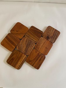 Decorative Durable Acacia/Mango <b>Wood</b> <b>Square</b> Coaster Natural Texture Contemporary Luxury Design Eco-Friendly Customizable Size - Product Image 5