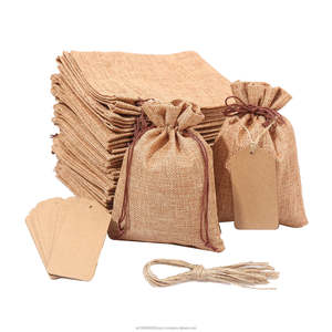 Bolsas de Regalo de Yute 100% Ecológicas de Alta Calidad, 7x9 cm, con Cordón, Etiquetas, Logotipo y Color Personalizados, Decoración para Fiestas y Navidad - Product Image 3