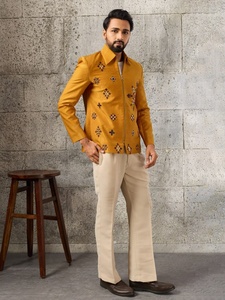 Best Quality Men's Yellow <b>Jacket</b> With Pant Set Stylish Ethnic Wear Outfit <b>For</b> <b>Wedding</b> Party Festival And Special Occasion - Product Image 1