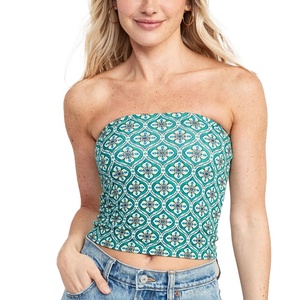 Women's Gray <b>Strapless</b> Halter Neck tank <b>Top</b> Knitted Eco-Friendly Quick Dry Breathable Cotton Blend Yoga Short Length - Product Image 3