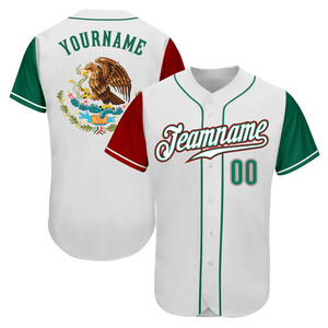 Camiseta de Béisbol Unisex Personalizada de Dos Tonos con la Bandera de México, Transpirable, Antibacteriana, de Secado Rápido, Bordada, para Softbol, para Hombre y Mujer - Product Image 1