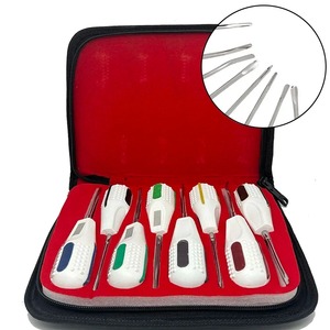 Kit de 10 Élévateurs Dentaires Manuels en Acier Inoxydable – Extracteur de Dents Courbé/Droit, Élévateur de Racine, Outils de Chirurgie Buccale, Poignée Ergonomique - Product Image 1