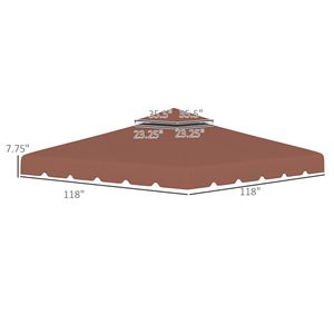 Telo di Ricambio Moderno 3x3 m per Gazebo con Tetto a Doppia Ventilazione, Impermeabile, Colore Caffè, per Patio Esterno con Pali in Alluminio - Product Image 3