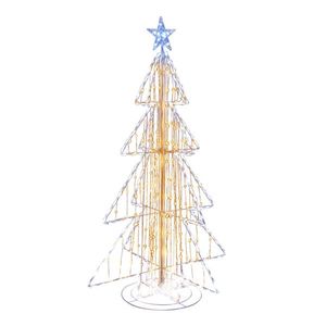 Albero di Natale Illuminato da 1,5m con 454 LED Scintillanti e Puntale a Stella, Resistente a Vento/Neve/Sole, Decorazione Festiva per Interni/Esterni - Product Image 2