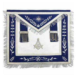 Tablier de cérémonie en tissu brodé noir avec franges dorées pour les cérémonies maçonniques, modèle Chevaliers Templiers - Product Image 5