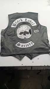 Custom Windproof Waterproof Breathable Patches Men's Genuine Leather Moto <b>Vest</b> V-Neck Skull Design <b>Black</b> Outerwear Smart Casual - Product Image 3