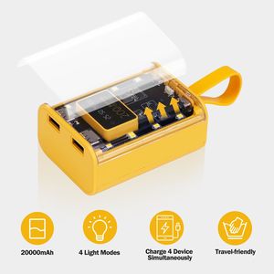 Power Bank Trasparente da 20000mAh, Caricabatterie Portatile Mini per Telefono, Batteria Esterna con 3 Cavi Integrati, 4 Modalità di Illuminazione - Product Image 2