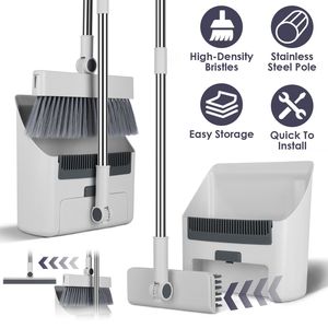 4 in 1 Stainless Steel Handle Broom Dustpan and <b>Squeegee</b> Combo Set Upright Standing Indoor Outdoor Brooms & Dustpans - Product Image 2