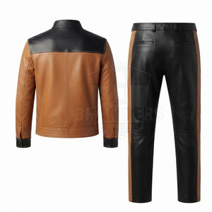 Everyday Leather Tracksuit For Men Featuring Full <b>Zip</b> Jacket And New Design <b>Trousers</b> For Casual Fashion - Product Image 2