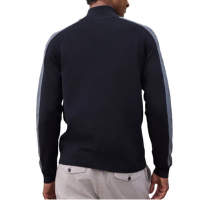 Black Overarm Stripe Cotton Blend Quarter Zip Jumper <b>Mens</b> Long Sleeve Knitwear Ribbed Collar Casual Winter Patchwork <b>Pullover</b> - Product Image 2