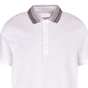 Polo à manches courtes pour homme, couleur unie, coupe classique, décontracté, en coton, tissage Oxford, blanc - Product Image 2