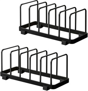 Organizador de Cocina Moderno de Metal Plateado con 9 Ranuras para Tapas de Ollas, Sartenes y Tablas de Cortar, Ecológico - Product Image 4