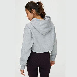 Wholesale Fitness Hoodie French Terry Side Split Sportswear Crop <b>Top</b> Hoodies For Women - Product Image 6