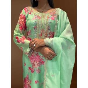 ชุดเสื้อท่อนบนและ dupatta แฟนซีสีเหลืองสำหรับผู้หญิงพร้อมลายปักและลำดับลำดับลำดับลำดับลำดับเหตุการณ์ขนาด M - Product Image 4