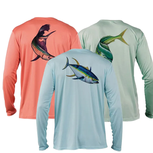 Camisa de Pesca de Manga Larga para Adultos, Impresión por Sublimación, UPF 50, Estampado Animal, 180g, Diseño de Logotipo en la Espalda, Ropa para Exteriores, OEM, ODM - Product Image 1