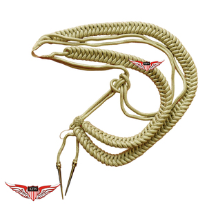 Cordons d'épaule tressés rouges Aiguillette torsadée avec embout doré métallique en nylon haute ténacité - Product Image 6