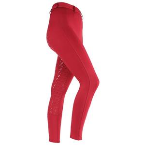 New Arrival Women's Genuine <b>Leather</b> High Rise Skinny Fit Quick Dry Compression Equestrian <b>Leggings</b> Eco-Friendly <b>Red</b> Gel Grip - Product Image 5