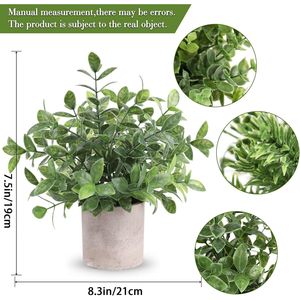 Set di 3 Piante Artificiali di Eucalipto in Vaso, Ispirate allo Stile Rustico, Centrotavola Finti per Casa, Ufficio e Scrivania - Product Image 3