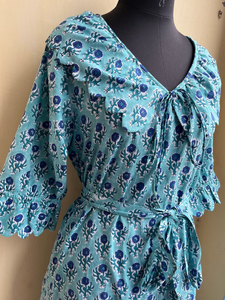 2026 Hot Selling Indian Cotton Maxi Dress Block Print Floral <b>Tunics</b> and Long Gown with Tassel 100% Cotton Fabric Long Maxi Dress - Product Image 6
