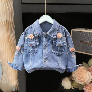 Nueva Chaqueta Vaquera Casual de Primavera/Otoño para Niñas, Blusa Moderna Estilo Bebé con Estampado de Dibujos Animados, Parka - Product Image 4