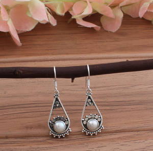 Boucles d'oreilles pendantes en perles d'eau douce naturelles, argent sterling 925, perles élégantes, bijoux en pierres précieuses, vente en gros pour femmes - Product Image 6