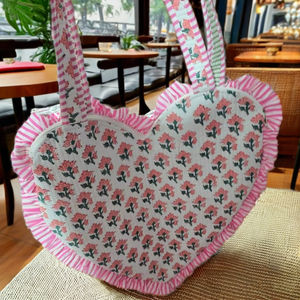 Sac fourre-tout bohème en coton fait main pour femme, motif cœur, couleur unie, souple, avec bandoulière, fermeture éclair, idéal pour l'été - Product Image 3