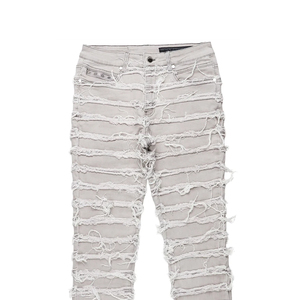 Jean évasé déchiré en denim délavé style streetwear pour homme, coupe empilée - Product Image 2