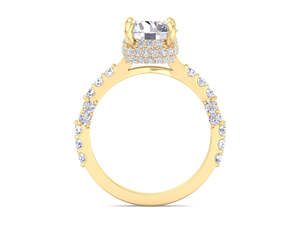 แหวนหมั้นเพชรแบบเพชรวงแหวนเคลือบทรงรีสีขาวทอง18K ทรงวงรีขนาดพอดีกับเพชรได้รับการรับรองมาตรฐาน IGI - Product Image 4