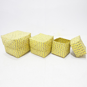 Handmade Natural Palm Leaf Gift Box and <b>Storage</b> <b>Basket</b> for Home Decoration and Vietnamese Handicrafts - Product Image 2