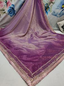 Sari de Seda Vichitra Adornado con Bordado de Lentejuelas Exquisito, Perfecto para Eventos Elegantes! - Product Image 4