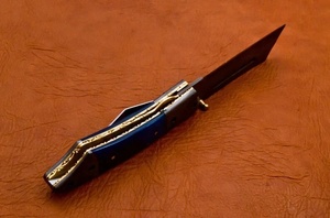 Navaja Plegable de Acero de Damasco Hecha a Mano, Cuchillo de Bolsillo OEM de Grado Industrial con Garantía de 3 Años, Hoja de Punta Caída con Apertura Deslizante - Product Image 2