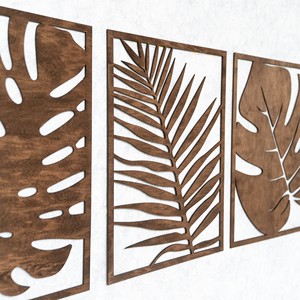 Conjunto de Arte Mural de Hojas de Madera Hechas a Mano |   Panel de Madera Natural con Incrustaciones |   Venta al por mayor - Product Image 2