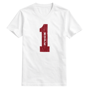 T-shirt col en V Kappa Alpha Psi Number 1 Klub blanc, vêtement de fraternité grecque avec motif audacieux, confort premium et coupe élégante - Product Image 4