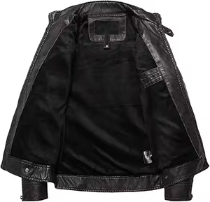 Diseña Tu Propia Chaqueta de Cuero de Moda para Hombre de Alta Calidad |   Chaqueta de cuero con cremallera y manga larga |   Mejor Precio OEM al por Mayor - Product Image 2