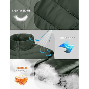 LEAFITS Packable Men Winter Puffer Vest Outerwear Eco-Friendly Heated <b>Lightweight</b> Water Resistant Quilted Puffy <b>Gilet</b> Chest - Product Image 5