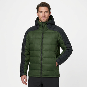 Veste d'hiver pour homme à capuche en duvet, couleur unie vert noir, coupe-vent, fermeture éclair, vêtements d'extérieur décontractés, coupe régulière - Product Image 6