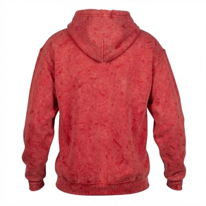 Sudadera con Capucha Personalizada con Dragón de Pedrería y Lavado Ácido Rojo, Estilo Vintage Streetwear, de Forro Polar Grueso 100% Algodón para Hombre - Product Image 2