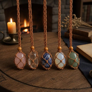 Handmade Buddhist Macrame Pendant Necklace With Freshwater Pearl And Gold Heart Charm For Religious Ceremonies Unisex - Product Image 2