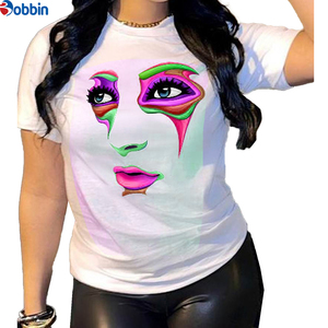 Camiseta Personalizada para Mujer, Moderna, con Estampado Bonito, Blanca, de Manga Corta, Cuello Redondo, Tejida, para Primavera, Verano y Otoño - Product Image 2