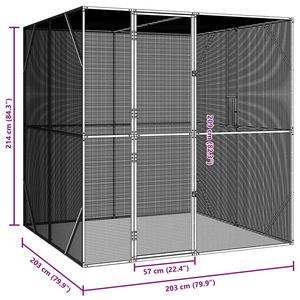 กรงนกเหล็กชุบสังกะสี สีแอนทราไซต์ ขนาด 209 x 202 x 214 ซม. - Product Image 6